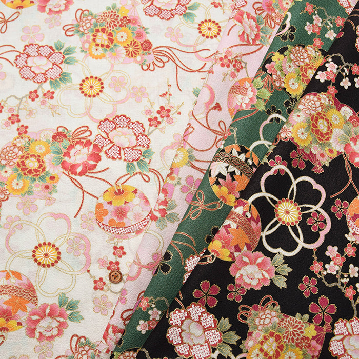 Cotton Crepe(Chirimen) Embossed Fabric - Blossom - nomura tailor