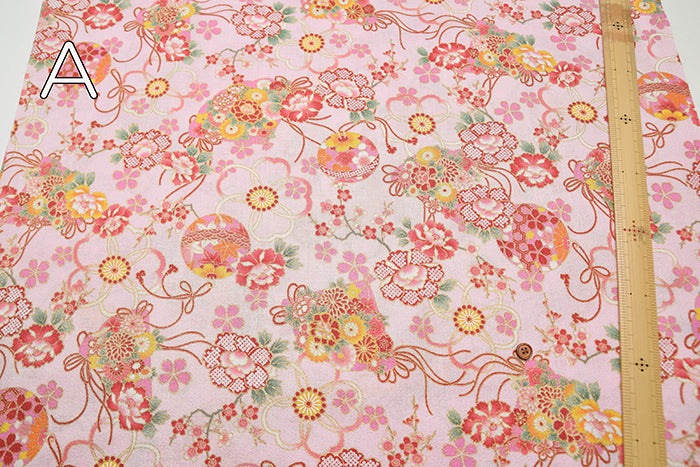 Cotton Crepe(Chirimen) Embossed Fabric - Blossom - nomura tailor