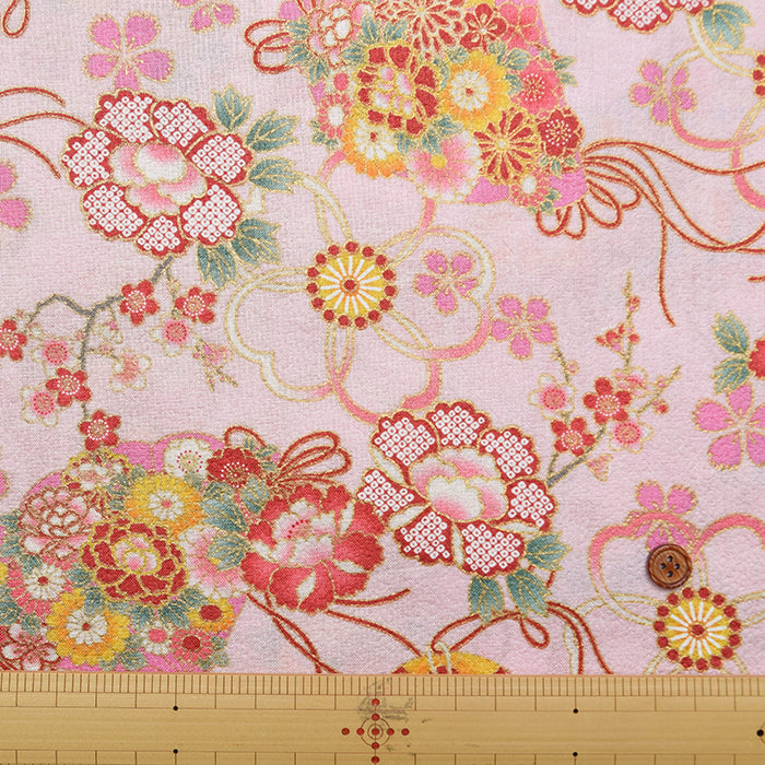 Cotton Crepe(Chirimen) Embossed Fabric - Blossom - nomura tailor
