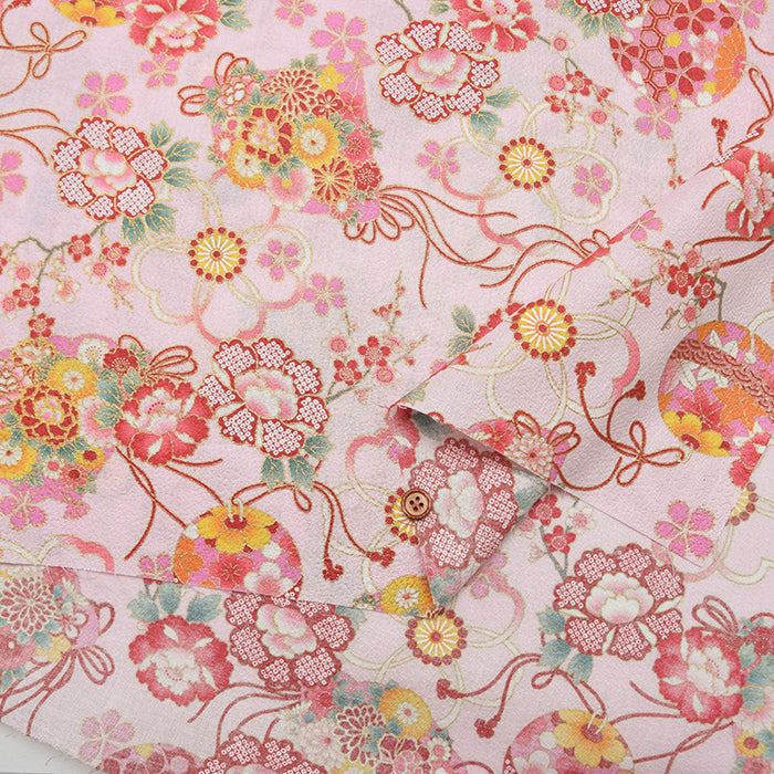 Cotton Crepe(Chirimen) Embossed Fabric - Blossom - nomura tailor