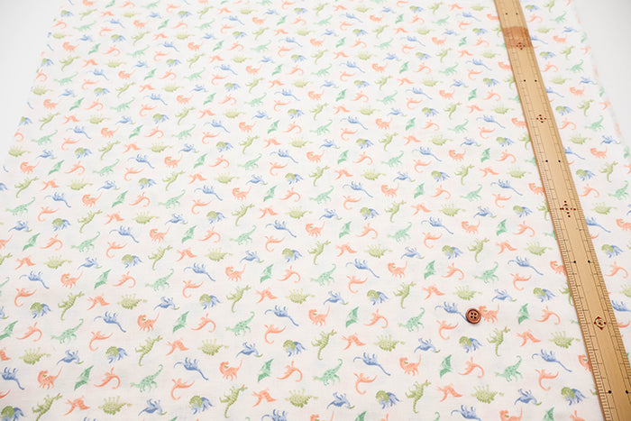 Cotton Soft Touch Double Gauze Print Fabric - Dinosaur - nomura tailor