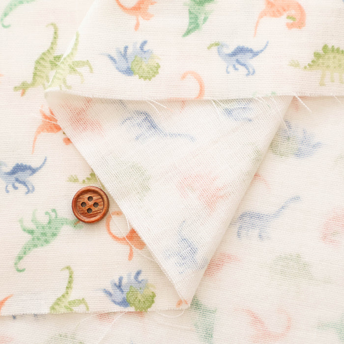 Cotton Soft Touch Double Gauze Print Fabric - Dinosaur - nomura tailor