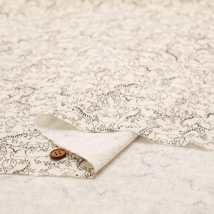 Cotton Double Gauze Print Fabric - Safari - nomura tailor