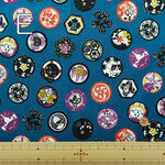 Cotton Scare Printed Fabric - Nyanko-da-Wa Family Crest Cat - nomura tailor