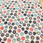 Cotton Scare Printed Fabric - Nyanko-da-Wa Family Crest Cat - nomura tailor