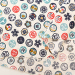 Cotton Scare Printed Fabric - Nyanko-da-Wa Family Crest Cat - nomura tailor