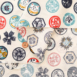 Cotton Scare Printed Fabric - Nyanko-da-Wa Family Crest Cat - nomura tailor