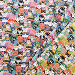 Cotton Scare Printed Fabric - Nyanko-da-Wa Kabuki Cat - nomura tailor