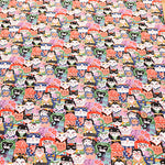 Cotton Scare Printed Fabric - Nyanko-da-Wa Kabuki Cat - nomura tailor