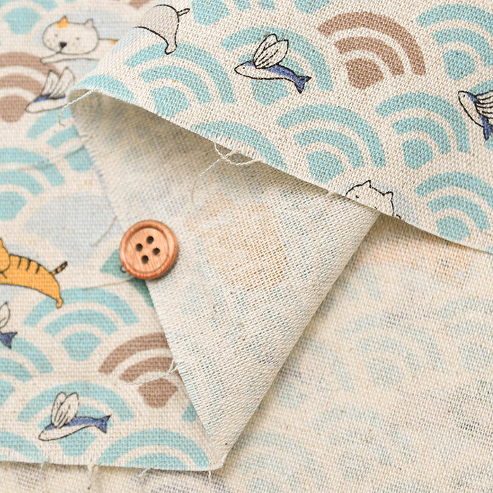 C/L Canvas Quilted Fabric - Qinghai wave cat - nomura tailor
