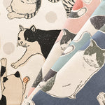 C/L Canvas Print Fabric - Dot and Cat - nomura tailor