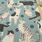 C/L Canvas Print Fabric - Dot and Cat - nomura tailor