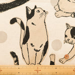 C/L Canvas Print Fabric - Dot and Cat - nomura tailor