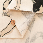 C/L Canvas Print Fabric - Dot and Cat - nomura tailor