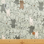 Cotton Double Gauze Print Fabric - Floppy Dance Cat - nomura tailor