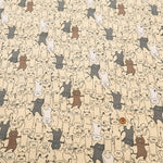 Cotton Double Gauze Print Fabric - Floppy Dance Cat - nomura tailor