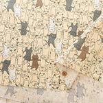 Cotton Double Gauze Print Fabric - Floppy Dance Cat - nomura tailor