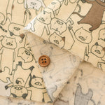 Cotton Double Gauze Print Fabric - Floppy Dance Cat - nomura tailor
