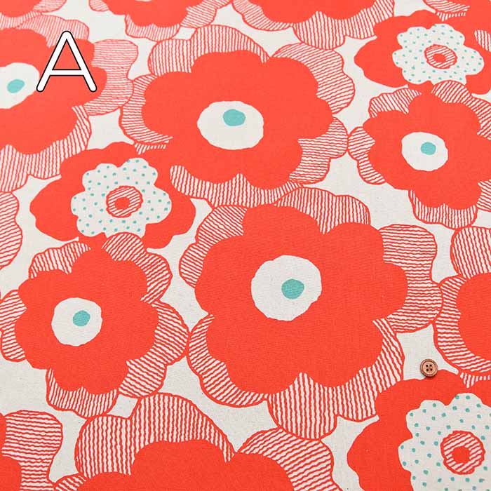 C/L Canvas Printed Fabric - Poppy - nomura tailor