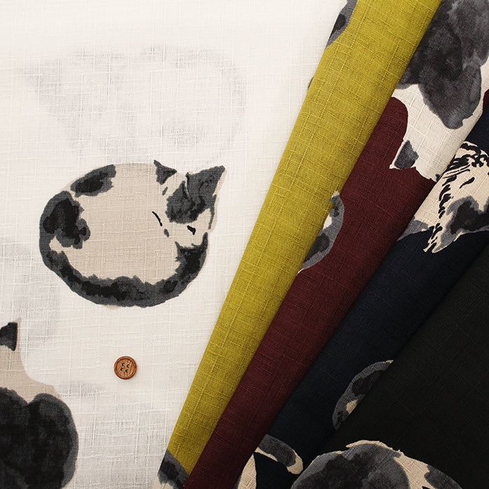 Cotton Dobby Fabric - Japanese Pattern - Cat - nomura tailor