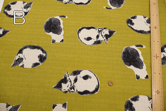 Cotton Dobby Fabric - Japanese Pattern - Cat - nomura tailor
