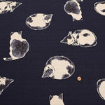 Cotton Dobby Fabric - Japanese Pattern - Cat - nomura tailor