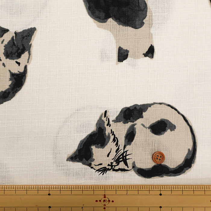 Cotton Dobby Fabric - Japanese Pattern - Cat - nomura tailor