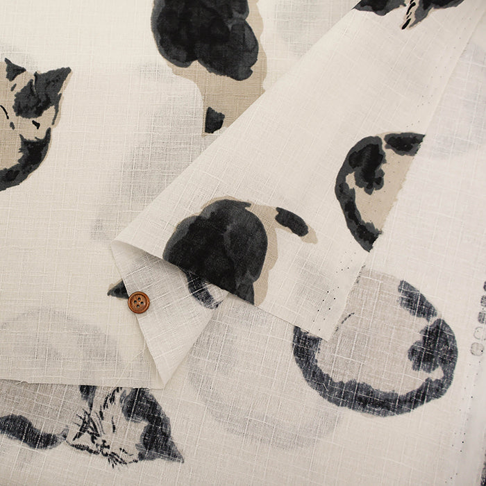 Cotton Dobby Fabric - Japanese Pattern - Cat - nomura tailor