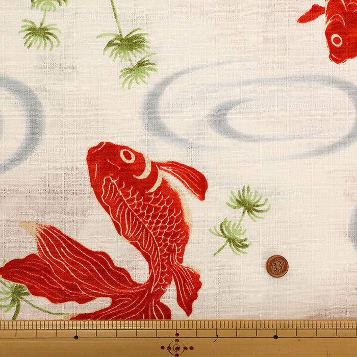Cotton Dobby Fabric - Japanese Pattern - Goldfish - nomura tailor