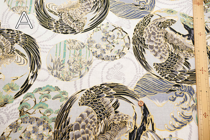 Cotton Dobby Fabric - Japanese Pattern Hawk - nomura tailor