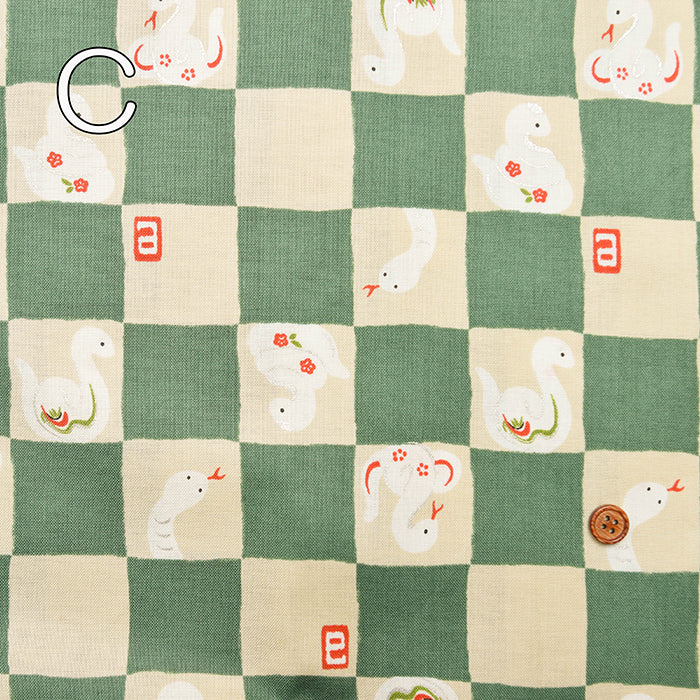 Cotton Muslin Fabric - Check Pattern - White Snake - nomura tailor
