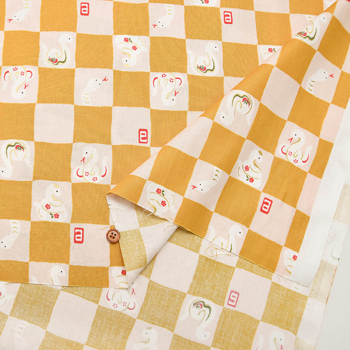 Cotton Muslin Fabric - Check Pattern - White Snake - nomura tailor