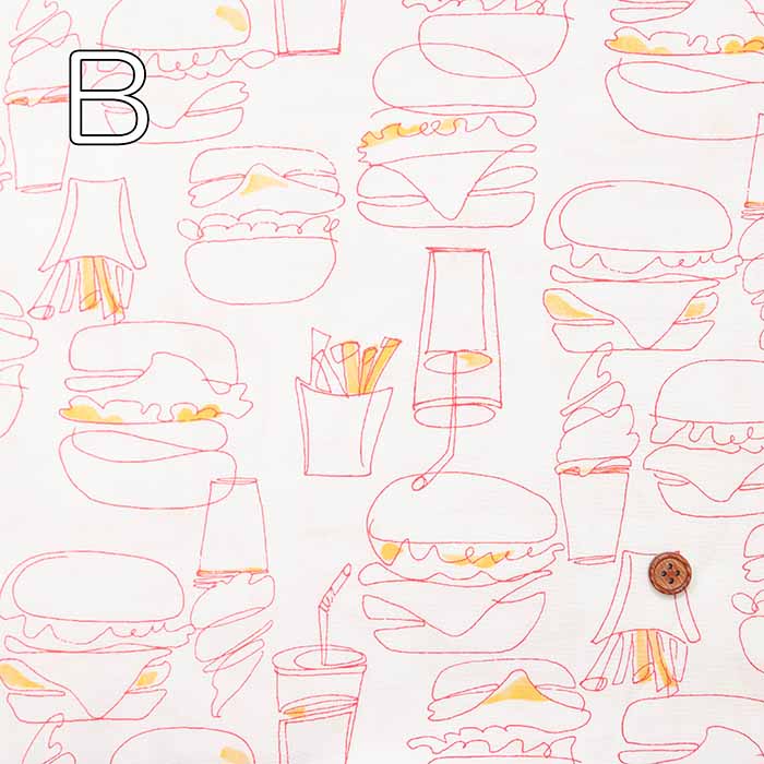 Cotton 40 Broadcloth Printed Fabric - Fast food - nomura tailor