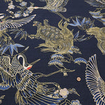 Cotton Dobby Fabric - Japanese Pattern - Crane and Turtle - nomura tailor