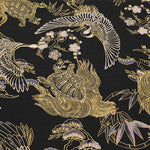 Cotton Dobby Fabric - Japanese Pattern - Crane and Turtle - nomura tailor