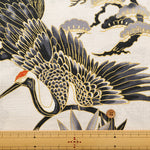 Cotton Dobby Fabric - Japanese Pattern - Crane and Turtle - nomura tailor