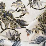 Cotton Dobby Fabric - Japanese Pattern - Crane and Turtle - nomura tailor