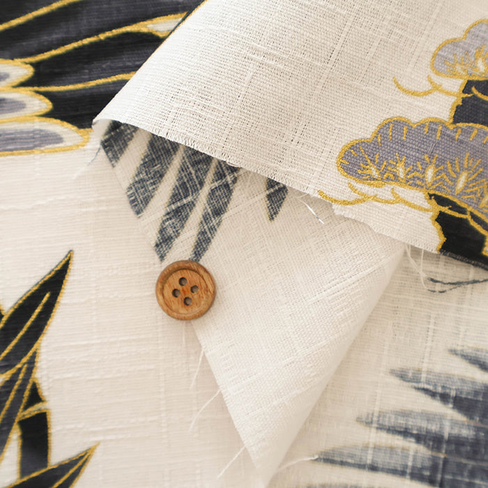 Cotton Dobby Fabric - Japanese Pattern - Crane and Turtle - nomura tailor