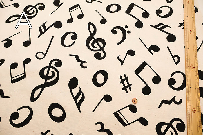 Cotton Oxford Fabric - Musical Notes - nomura tailor