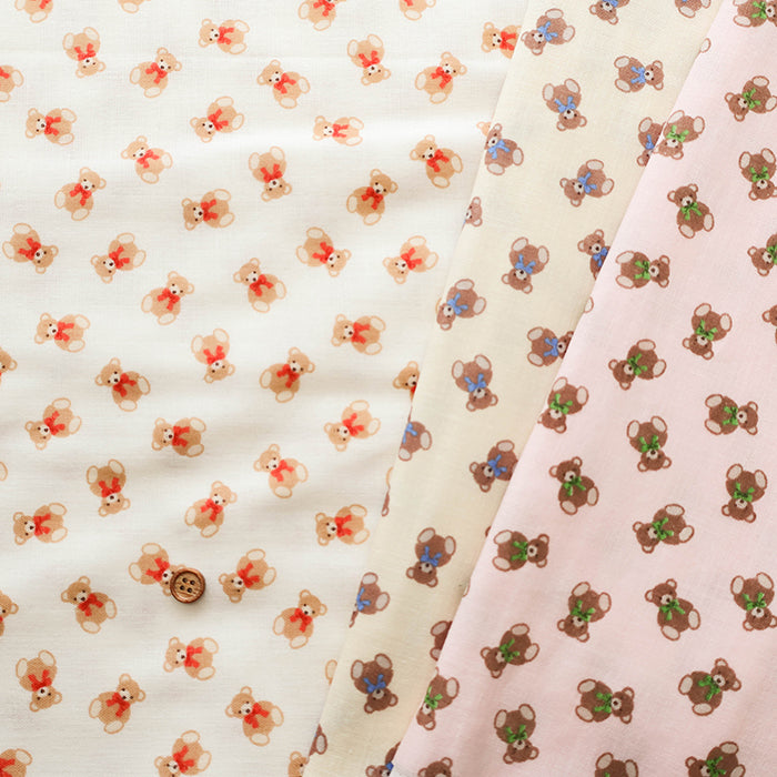 Cotton Double Gauze Print Fabric - Bear - nomura tailor