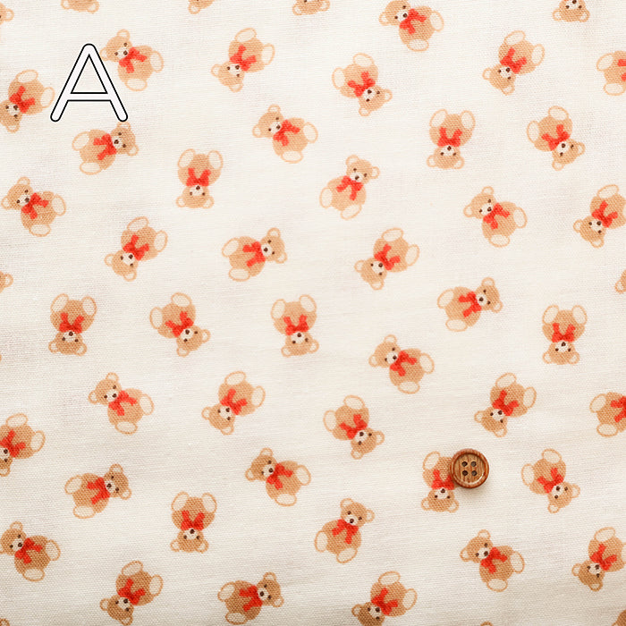 Cotton Double Gauze Print Fabric - Bear - nomura tailor
