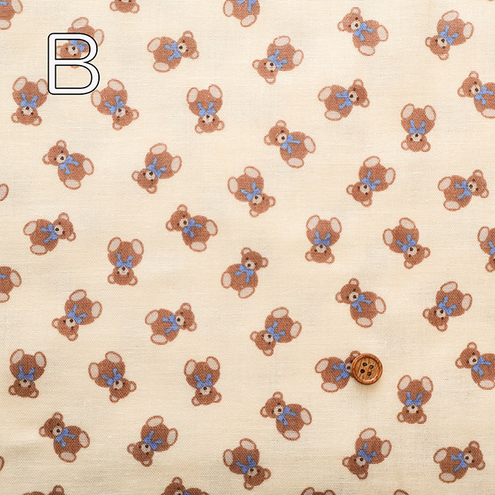 Cotton Double Gauze Print Fabric - Bear - nomura tailor