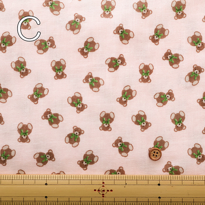 Cotton Double Gauze Print Fabric - Bear - nomura tailor