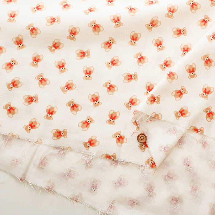 Cotton Double Gauze Print Fabric - Bear - nomura tailor