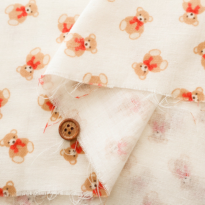 Cotton Double Gauze Print Fabric - Bear - nomura tailor