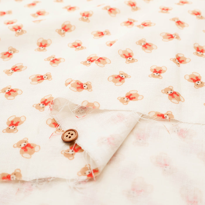 Cotton Double Gauze Print Fabric - Bear - nomura tailor