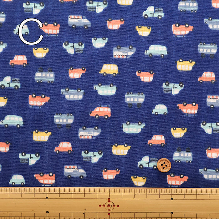 Cotton Double Gauze Print Fabric - Car - nomura tailor