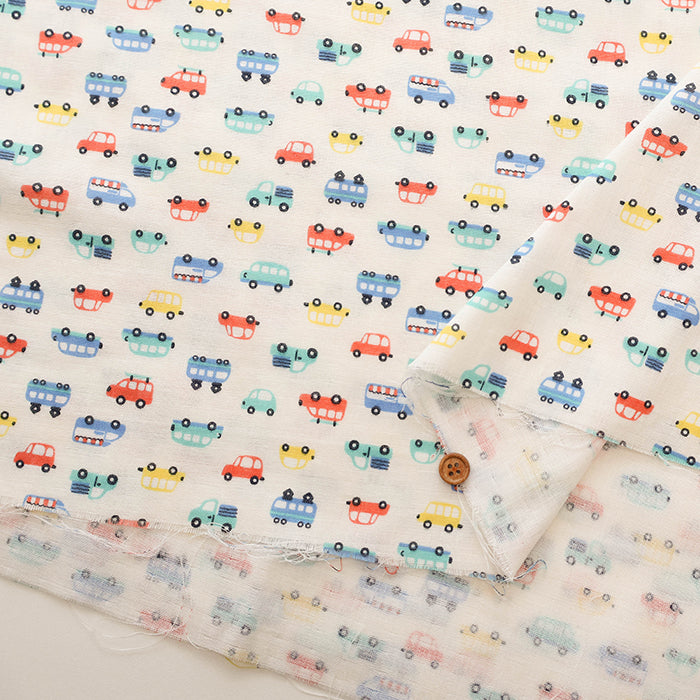 Cotton Double Gauze Print Fabric - Car - nomura tailor