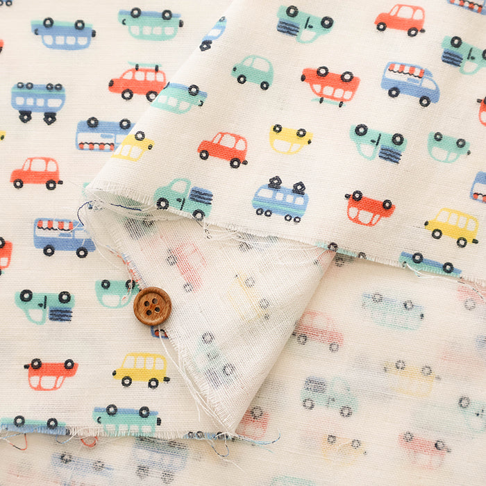 Cotton Double Gauze Print Fabric - Car - nomura tailor