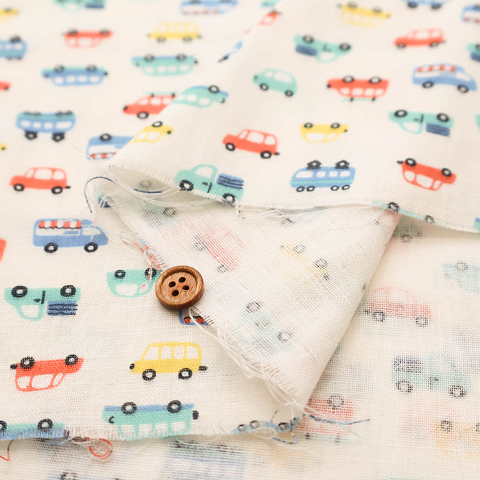 Cotton Double Gauze Print Fabric - Car - nomura tailor